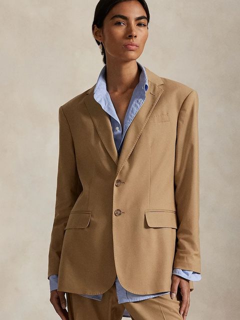 Polo Ralph Lauren marynarka z dodatkiem wełny kolor brązowy jednorzędowa gładka 211977093 - zdjęcie produktu nr 1