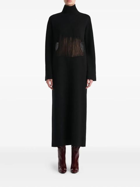 KHAITE fringed turtleneck midi dress - Black - zdjęcie produktu nr 2