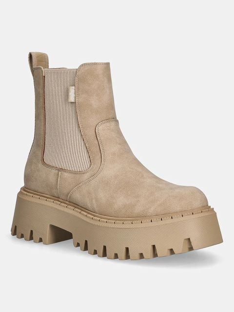 Buffalo sztyblety Aspen Chelsea damskie kolor beżowy na platformie 1270119-BRN