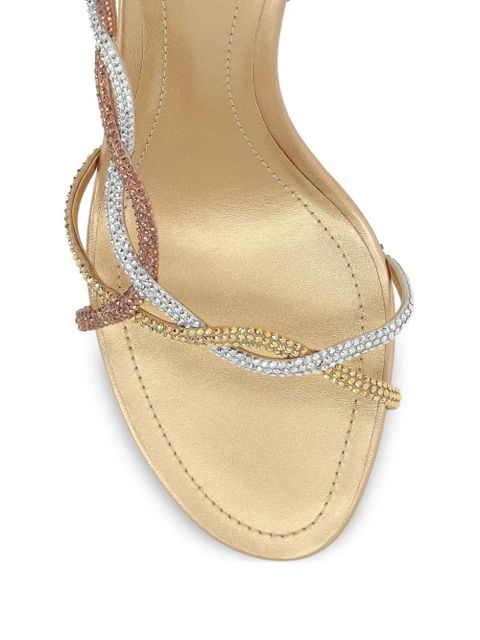 René Caovilla 80mm rhinestone-embellished slingback sandals - Gold