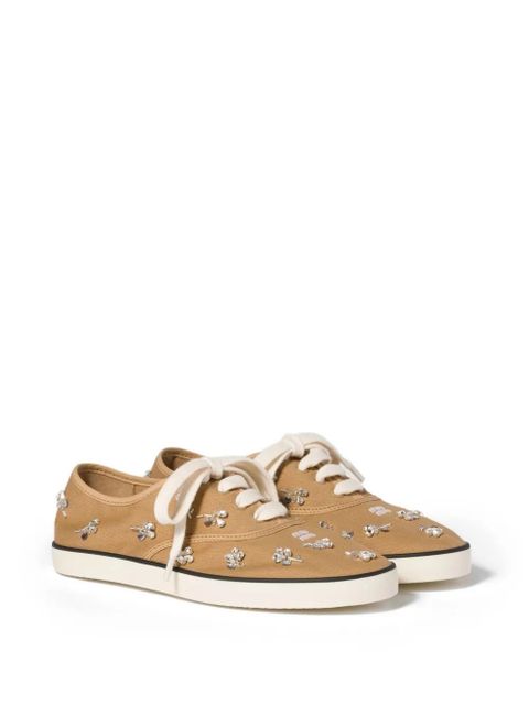 Miu Miu embroidered drill sneakers - Neutrals - zdjęcie produktu nr 2
