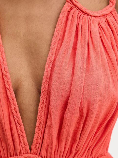 Answear.LAB sukienka kolor pomarańczowy maxi rozkloszowana