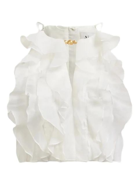 Aje Cleo ruffled top - White - zdjęcie produktu nr 1
