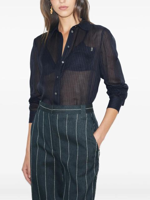 Tory Burch pinstripe button-up shirt - Blue