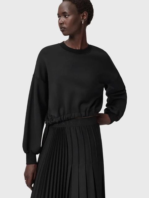 AllSaints bluza damska kolor czarny gładka W093JD - zdjęcie produktu nr 1