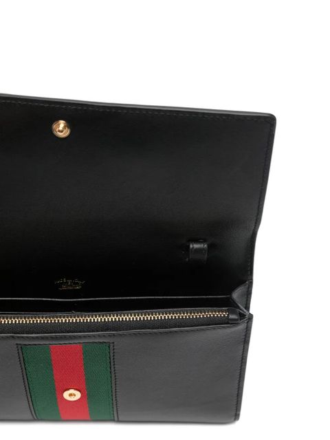 Gucci horsebit striped clutch bag - Black