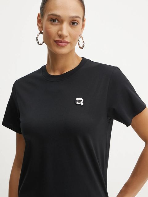 Karl Lagerfeld t-shirt bawełniany IKON damski kolor czarny A1W17025