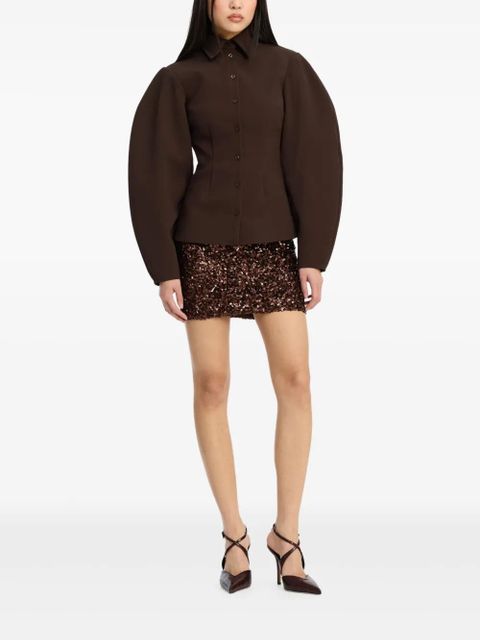 ROTATE BIRGER CHRISTENSEN puff-sleeve shirt - Brown