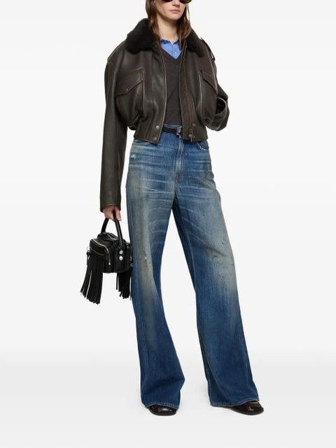 Acne Studios leather bomber jacket - Brown