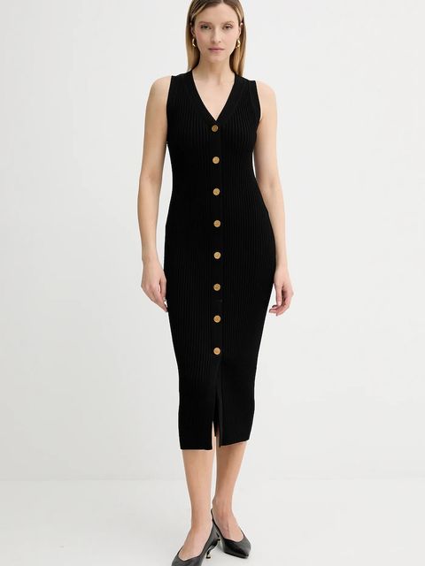 MICHAEL Michael Kors sukienka kolor czarny midi dopasowana MT5832533D