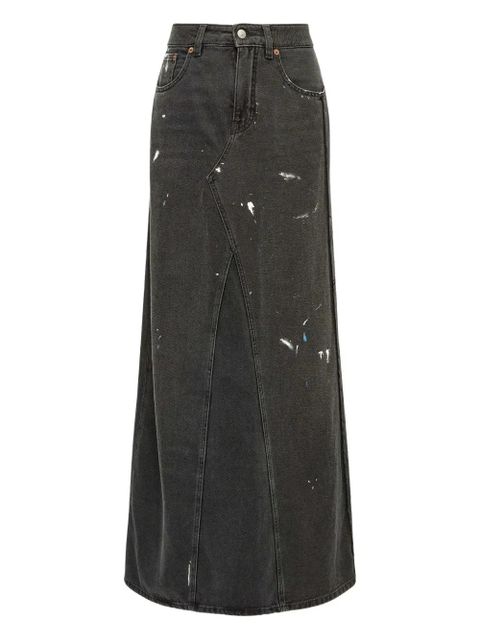 MM6 Maison Margiela paint-splatter denim skirt - Black - zdjęcie produktu nr 1