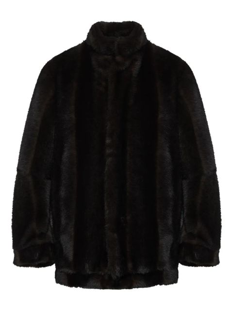 MM6 Maison Margiela faux-fur high-collar jacket - Brown - zdjęcie produktu nr 1
