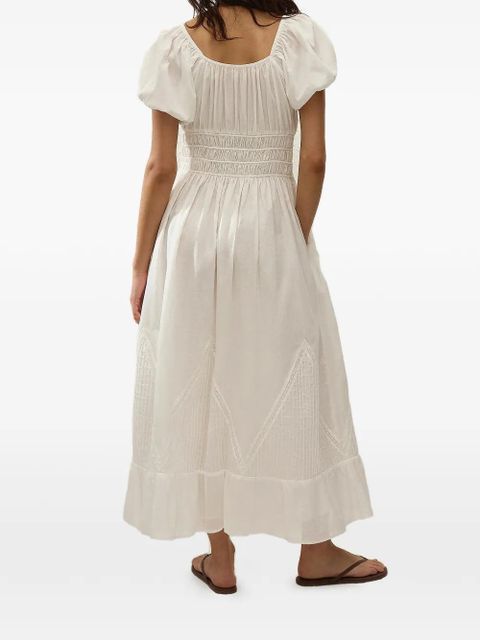 Faithfull the Brand Sunniva puffed-sleeve midi dress - White