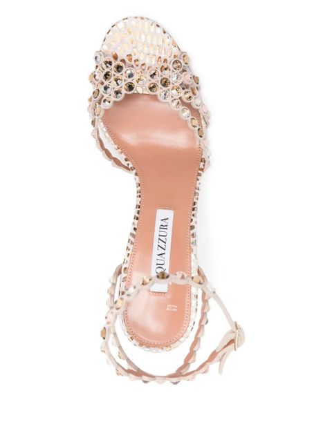 Aquazzura 90mm Tequila embellished scalloped-edge sandals - Neutrals