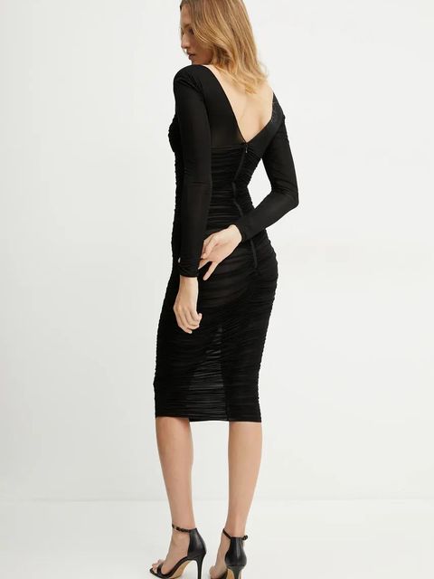 Elisabetta Franchi sukienka kolor czarny midi dopasowana AB84852E2