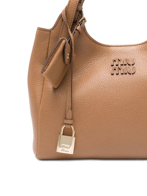 Miu Miu padlock-detail leather shoulder bag - Brown