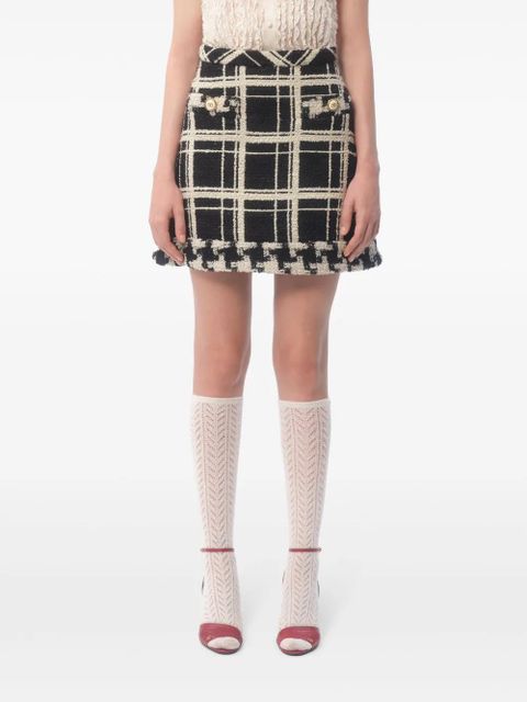 Valentino Garavani checked tweed mini skirt - Black - zdjęcie produktu nr 2