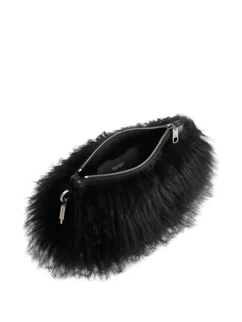 Dolce & Gabbana fur-trimmed zip clutch bag - Black