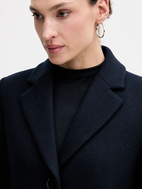 Sisley płaszcz wełniany kolor granatowy przejściowy 2JJYLN04N