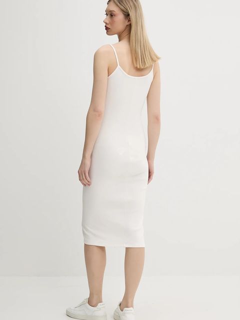 Tommy Jeans sukienka kolor beżowy midi dopasowana DW0DW20330