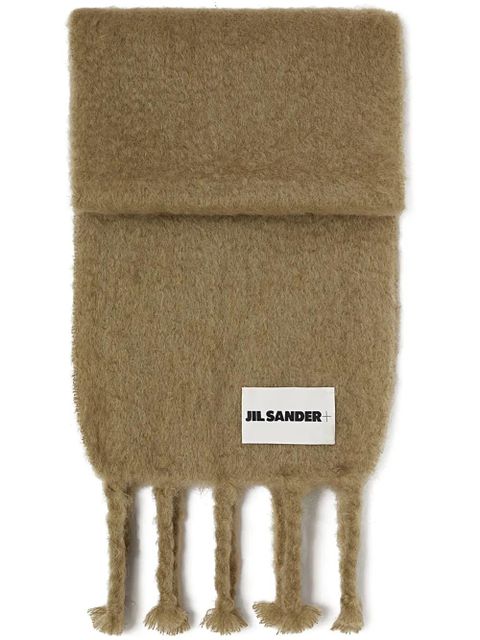 Jil Sander fringed brushed scarf - Brown - zdjęcie produktu nr 1