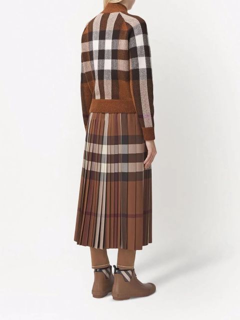 Burberry intarsia-check bomber jacket - Brown