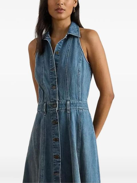 Lauren Ralph Lauren panelled denim sleeveless midi shirt dress - Blue - zdjęcie produktu nr 1