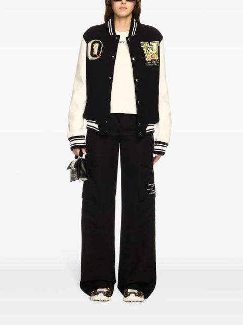 Off-White floral-embroidered bomber jacket - Black