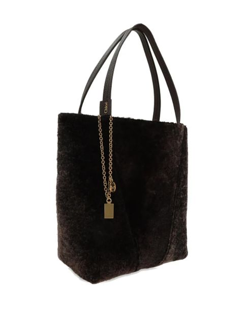 Chloé shearling panelled tote bag - Brown - zdjęcie produktu nr 2