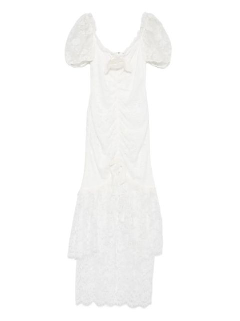 Alessandra Rich puff-sleeve lace maxi dress - White - zdjęcie produktu nr 1