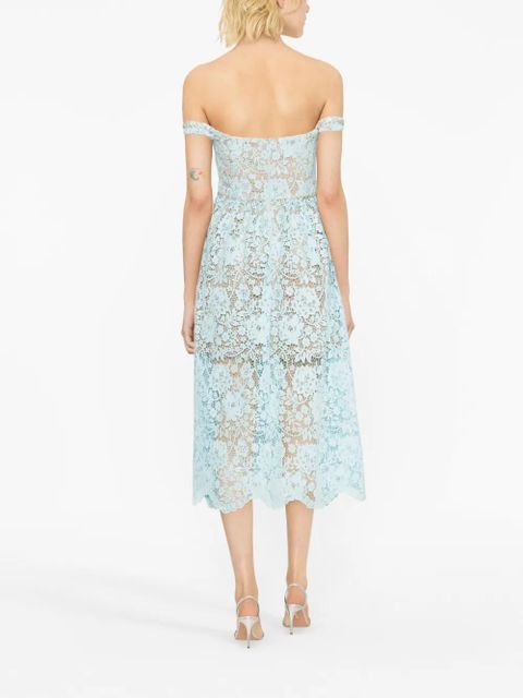 Self-Portrait corded-lace off-shoulder dress - Blue - zdjęcie produktu nr 2