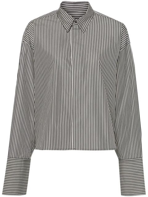 AMI Paris striped cropped cotton shirt - Black - zdjęcie produktu nr 1