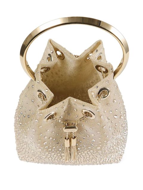Jimmy Choo Bon Bon crystal-embellished bucket bag - Neutrals