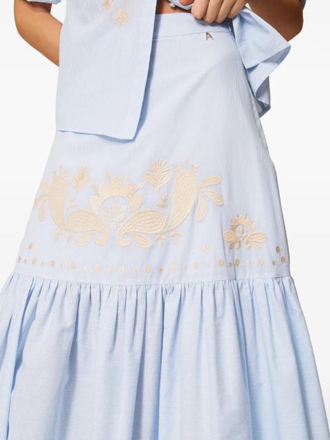 TWINSET embroidered pinstripe skirt - Blue