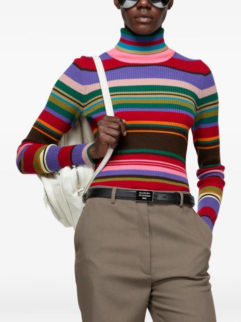 Acne Studios striped-pattern turtleneck sweater - Red