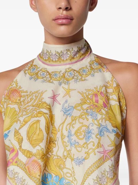 Versace Underwater Barocco cover-up foulard top - Gold