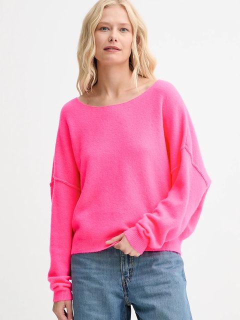 American Vintage sweter z domieszką wełny PULL ML COL BATEAU damski kolor różowy lekki DAM225 - zdjęcie produktu nr 1