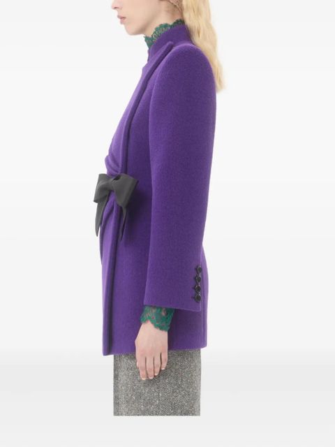 Valentino Garavani bow-detail velour peacoat - Purple - zdjęcie produktu nr 2