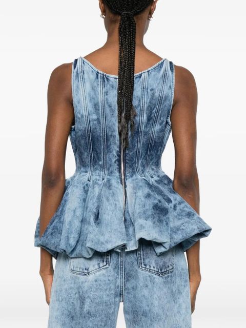 Marques'Almeida pleated acid wash top - Blue