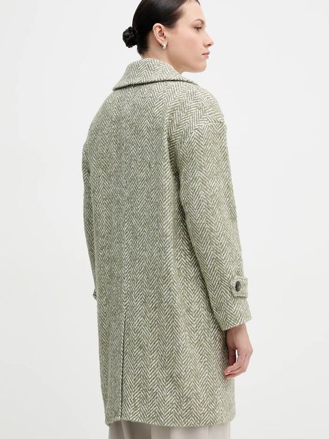 United Colors of Benetton płaszcz z dodatkiem wełny kolor zielony 2M9SDN08T