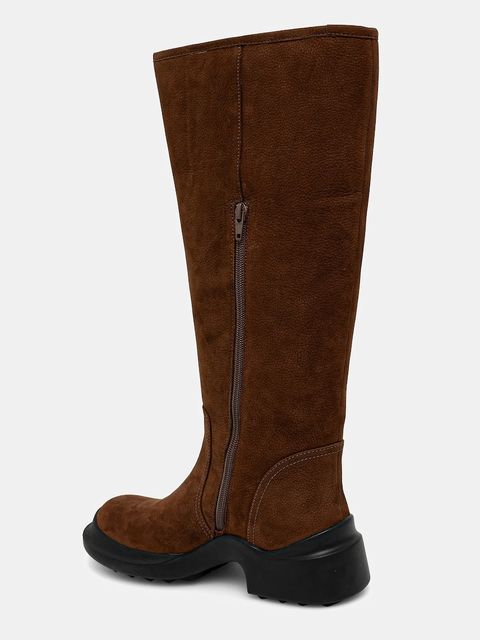 Jeffrey Campbell kozaki nubukowe FORTE damskie kolor brązowy na płaskim obcasie ocieplone JCD-347-4-01 - zdjęcie produktu nr 2