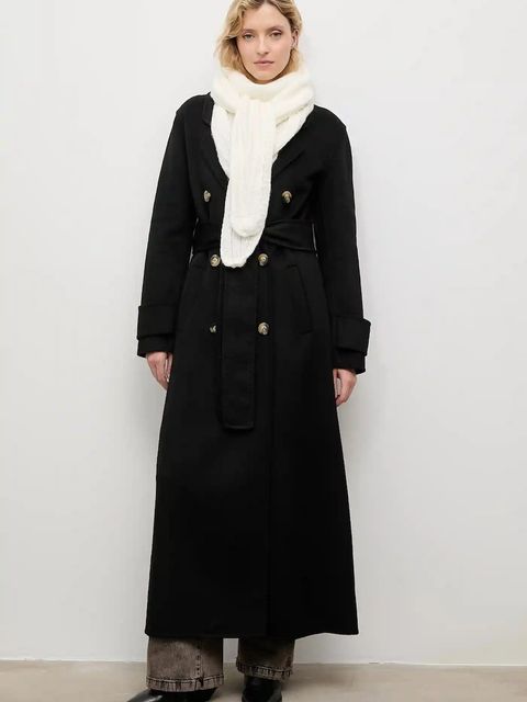 Answear.LAB szalik z wełną merino damski kolor beżowy gładki - zdjęcie produktu nr 2