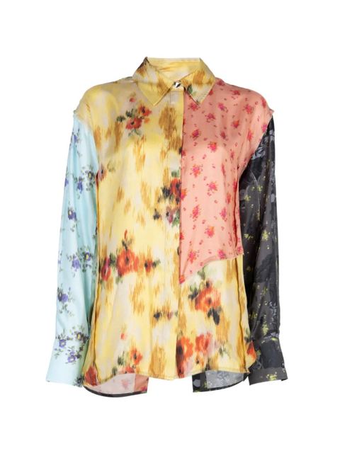 GANNI floral-print silk-twill shirt - Yellow - zdjęcie produktu nr 1