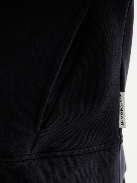 Marc O'Polo bluza bawełniana damska kolor granatowy z kapturem gładka 5000007531