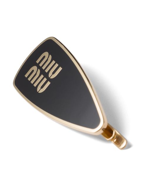 Miu Miu engraved-logo enamel hair clip - Black - zdjęcie produktu nr 2