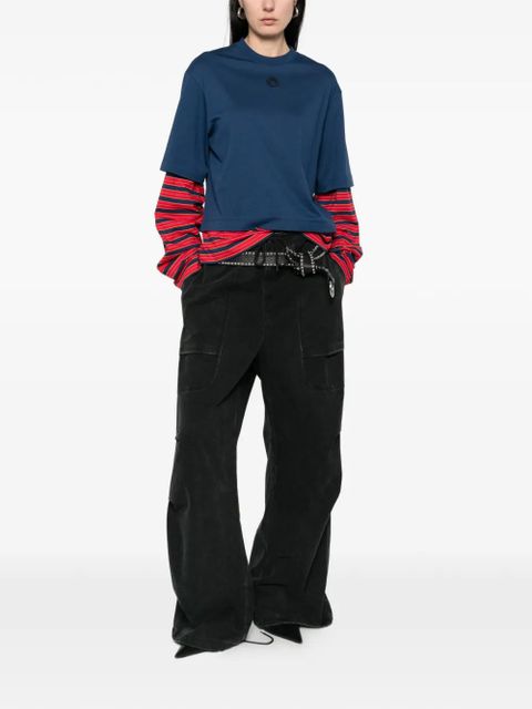 Marine Serre logo striped T-shirt - Blue - zdjęcie produktu nr 2