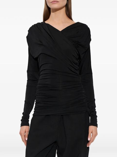GANNI draped long-sleeve top - Black - zdjęcie produktu nr 2