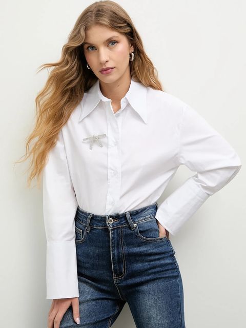 Answear.LAB koszula damska kolor biały regular z kołnierzykiem klasycznym - zdjęcie produktu nr 1