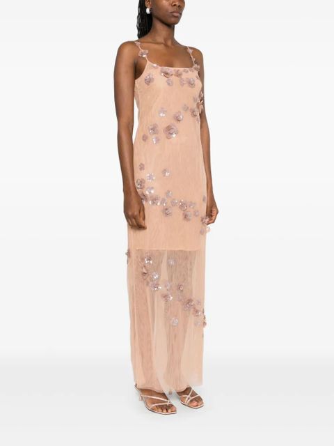 Blumarine sequin-embellished tulle maxi dress - Pink