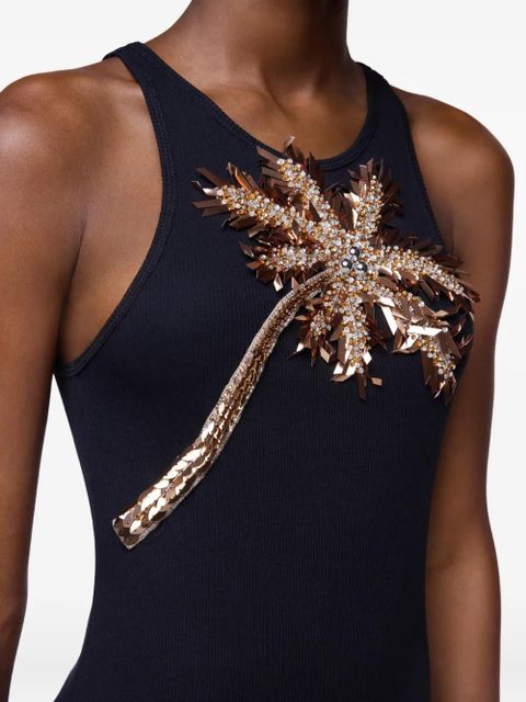 Rabanne embroidered-palm-tree maxi dress - Black